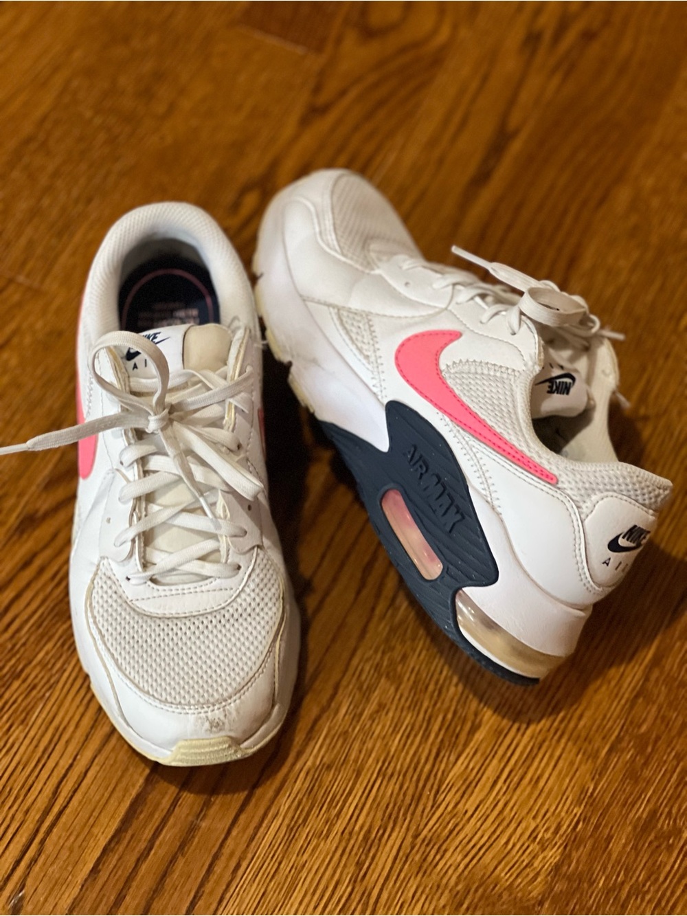 Nike Air Max Excee CZ7997-100 Women's White Sneakers with Pink Swoosh